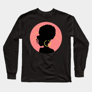 Big Curly Afro Natural Hair Black Woman Long Sleeve T-Shirt